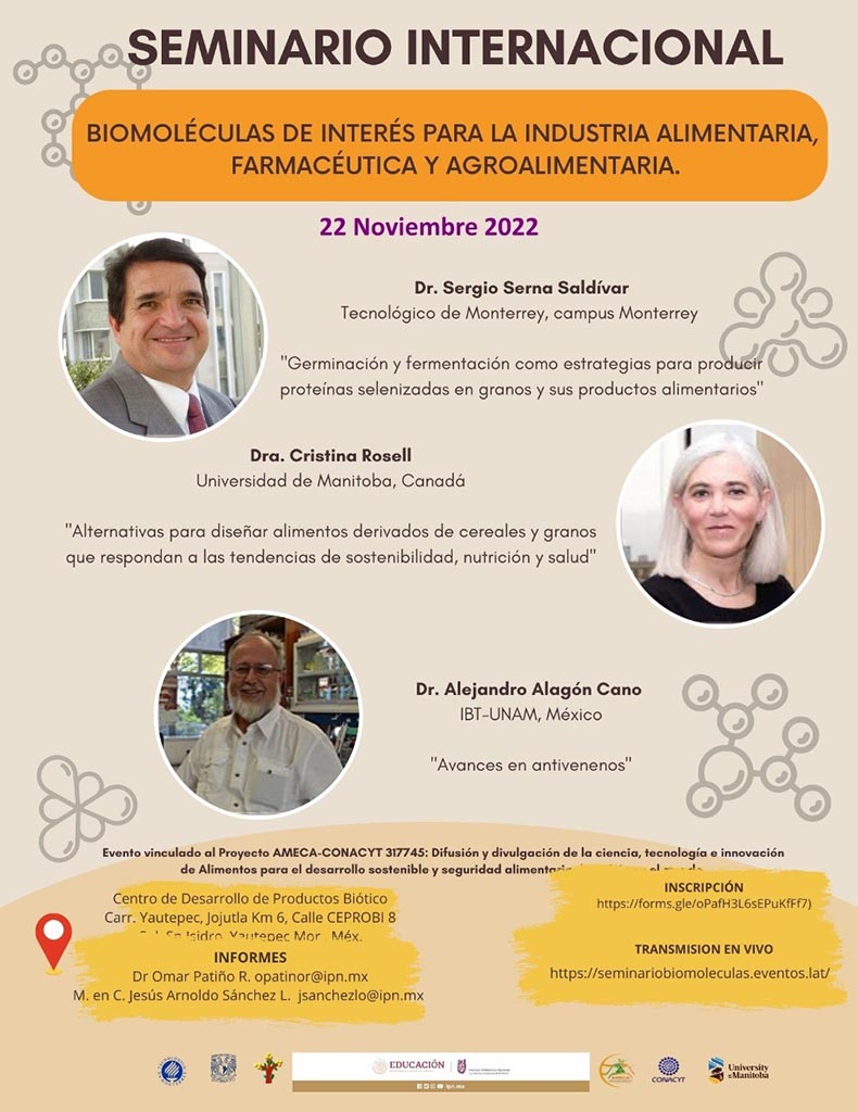 Día 1. Seminario Internacional. Biomoléculas de interés para la industria alimentaria, farmacéutica y agroalimentaria - AMECA, AC