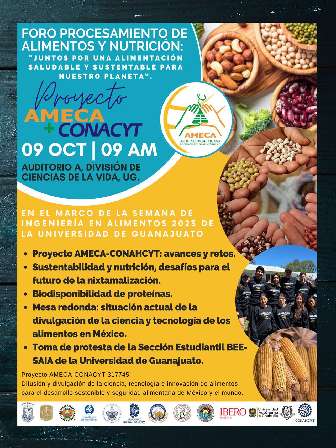Proyecto AMECA+CONAHCYT. Semana de la Ciencia de Alimentos. Guanajuato - AMECA, AC